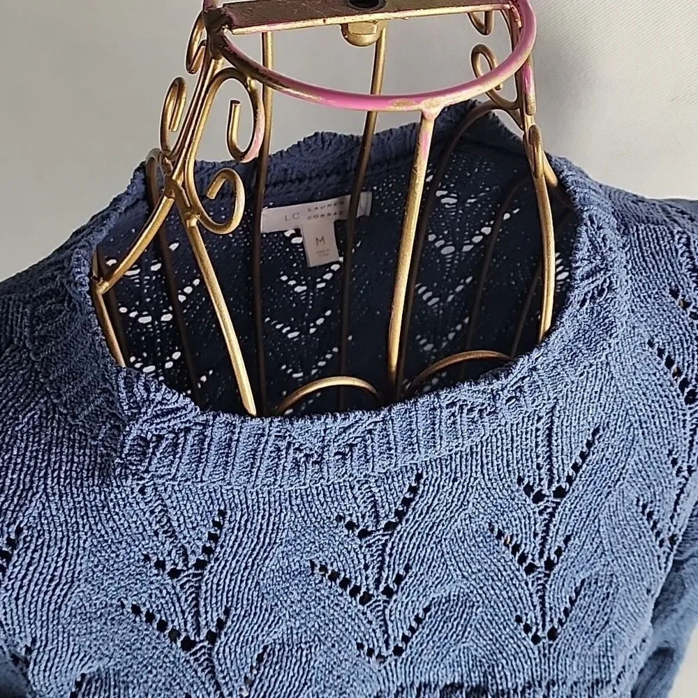 Lavender Blue Knit Cropped Wide Sleeved Sweater Size M